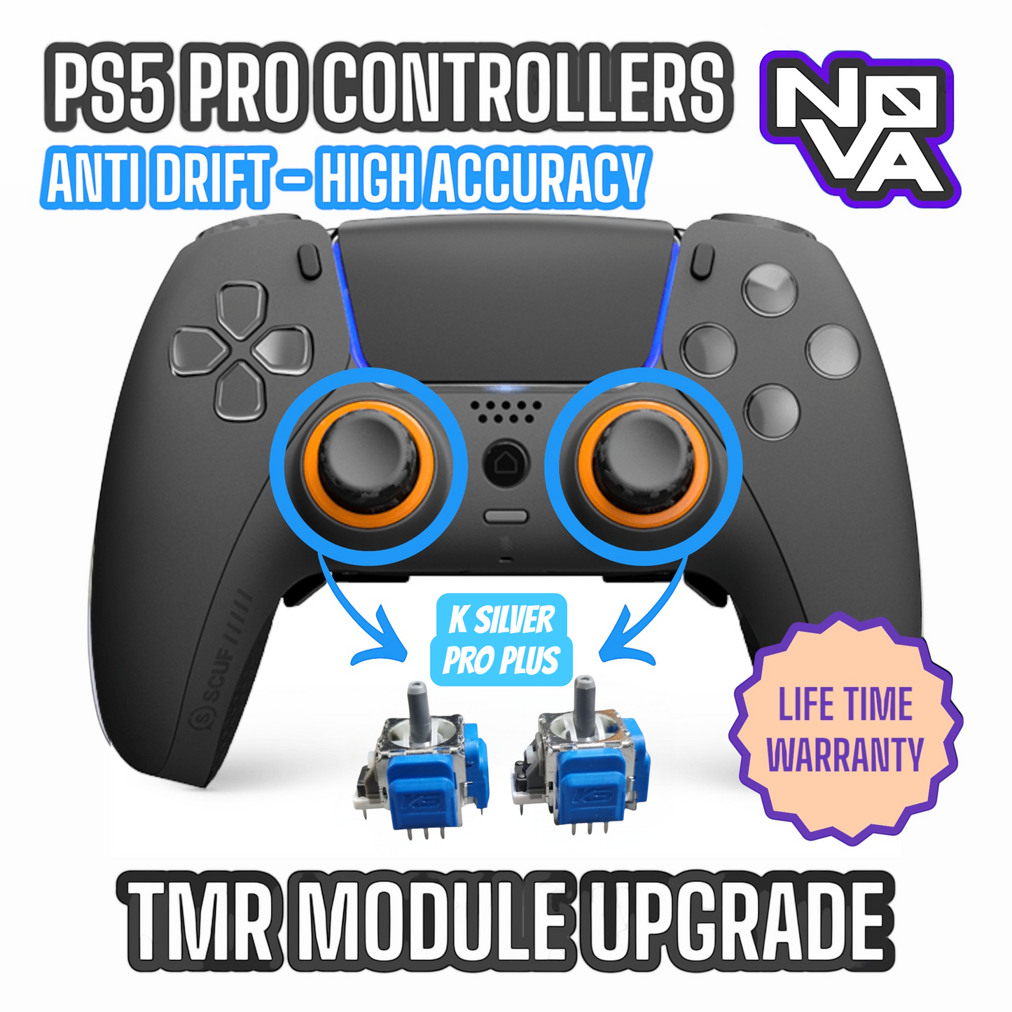 SEND IN: PS5 Custom / Pro Controller Stick Drift Fix - TMR - K Silver Pro Plus