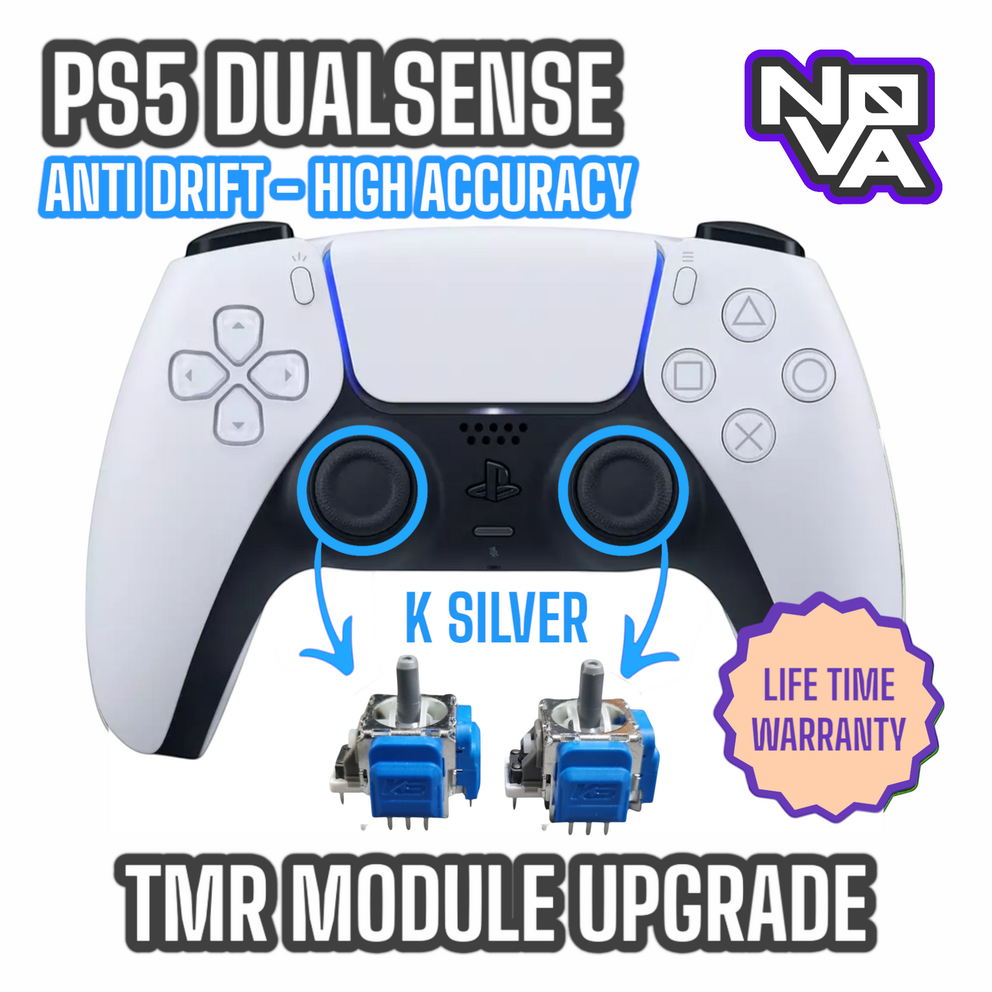 PS5 Standard Controller Stick Drift Fix - TMR - K Silver Pro Plus