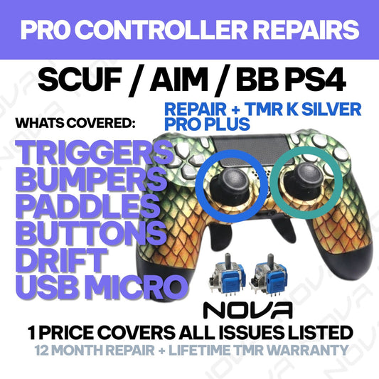 𝗣𝗦𝟰 𝗦𝗖𝗨𝗙 / 𝗔𝗜𝗠 / 𝗕𝗔𝗧𝗧𝗟𝗘 𝗕𝗘𝗔𝗩𝗘𝗥 CONTROLLER REPAIR + KS TMR INSTALL - 1 PRICE FIXES ALL LISTED ISSUES - PRO CONTROLLER REPAIRS