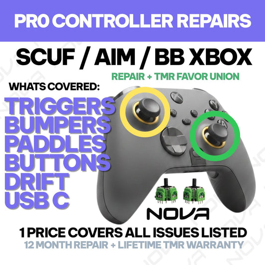𝗫𝗕𝗢𝗫 𝗦𝗖𝗨𝗙 / 𝗔𝗜𝗠 / 𝗕𝗔𝗧𝗧𝗟𝗘 𝗕𝗘𝗔𝗩𝗘𝗥 CONTROLLER REPAIR + FU TMR INSTALL - 1 PRICE FIXES ALL LISTED ISSUES - PRO CONTROLLER REPAIRS