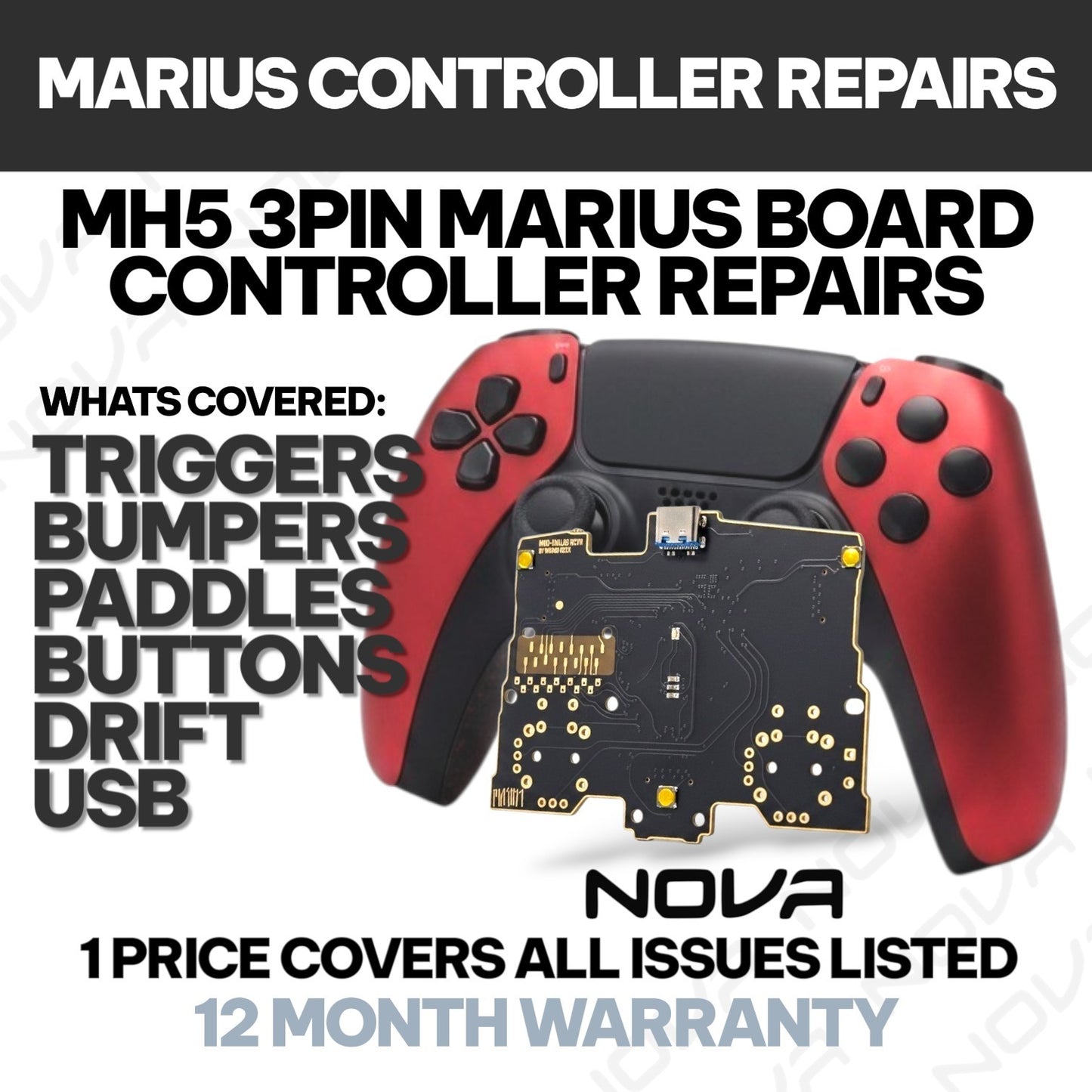 MARIUS MH5 CONTROLLER REPAIR - 1 PRICE FIXES ALL LISTED ISSUES - PRO CONTROLLER REPAIRS