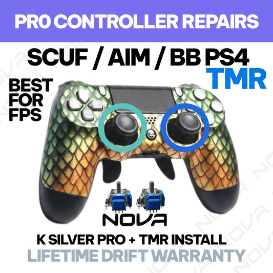 𝗣𝗦𝟰 𝗦𝗖𝗨𝗙 / 𝗔𝗜𝗠 / 𝗕𝗔𝗧𝗧𝗟𝗘 𝗕𝗘𝗔𝗩𝗘𝗥 TMR INSTALL K SILVER PRO PLUS - PRO CONTROLLER REPAIRS