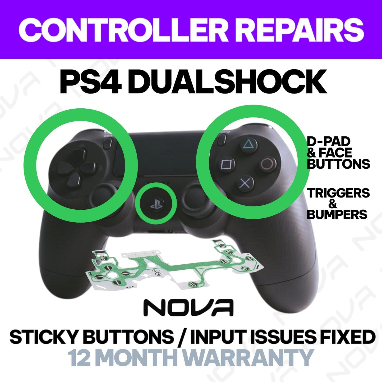 PS4 DUALSHOCK D-PAD + FACE BUTTONS, BUMPERS + TRIGGERS FIX - CONTROLLER REPAIRS