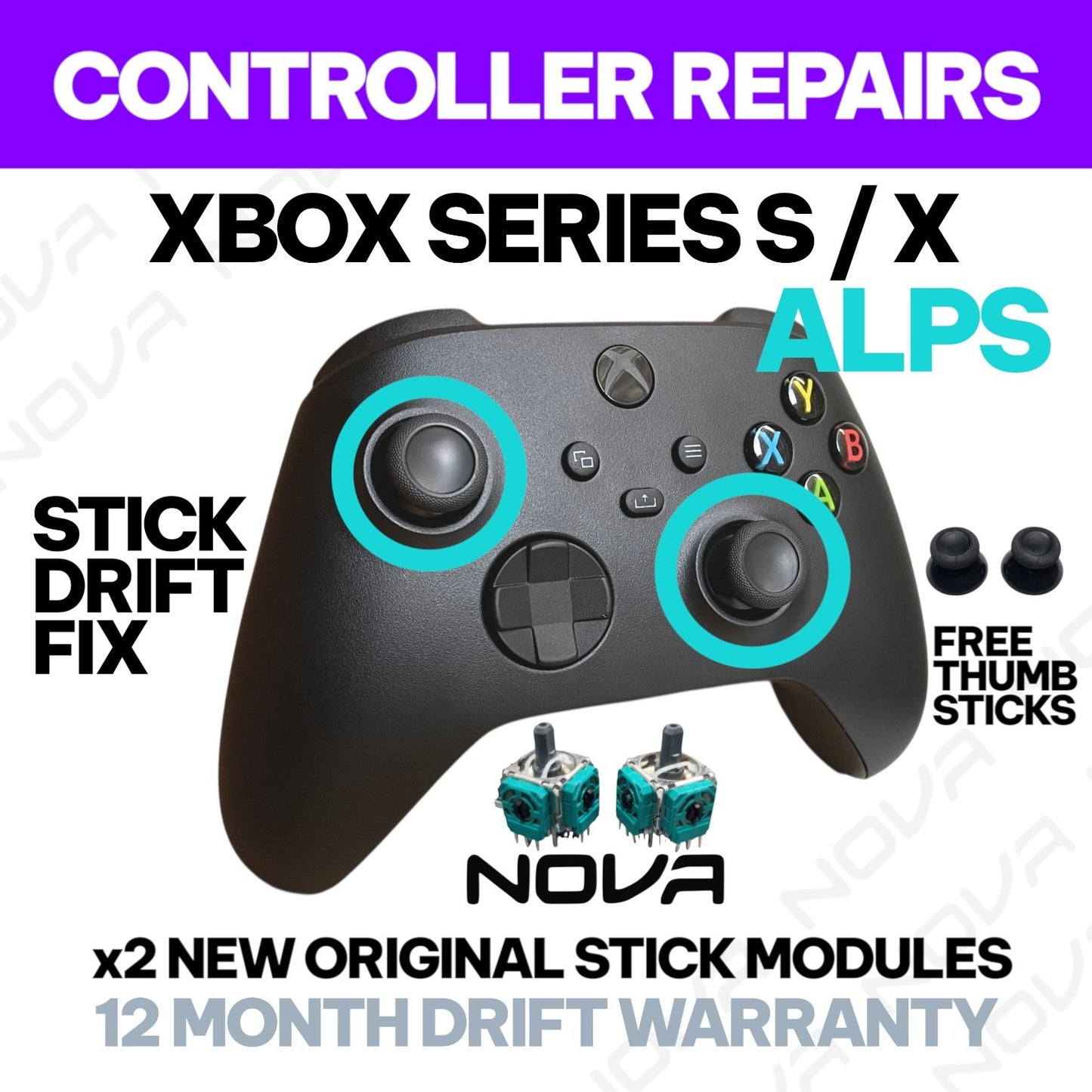 𝗫𝗕𝗢𝗫 𝗦𝗘𝗥𝗜𝗘𝗦 𝗦 / 𝗫 STICK DRIFT FIX (X2 NEW ORIGINAL STICKS) - CONTROLLER REPAIRS