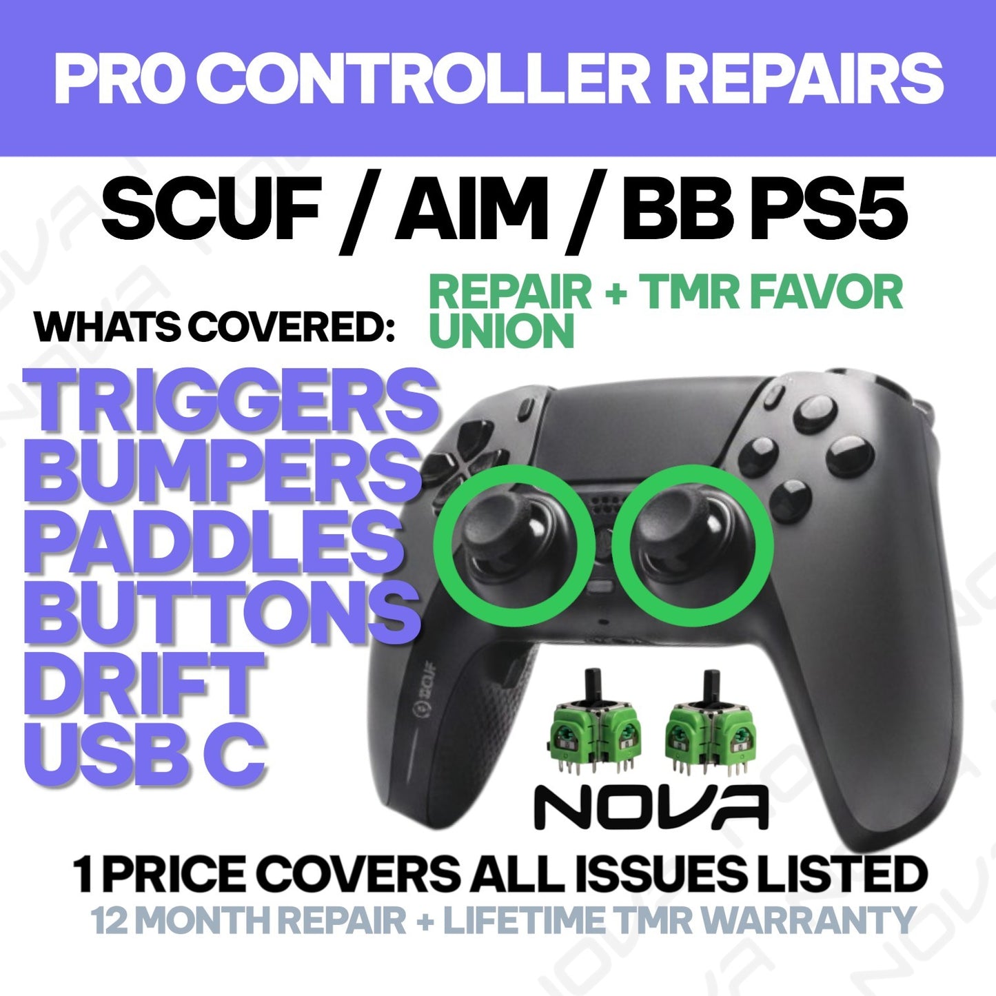 𝗣𝗦𝟱 𝗦𝗖𝗨𝗙 / 𝗔𝗜𝗠 / 𝗕𝗔𝗧𝗧𝗟𝗘 𝗕𝗘𝗔𝗩𝗘𝗥 CONTROLLER REPAIR + F UNION TMR INSTALL - 1 PRICE FIXES ALL LISTED ISSUES - PRO CONTROLLER REPAIRS