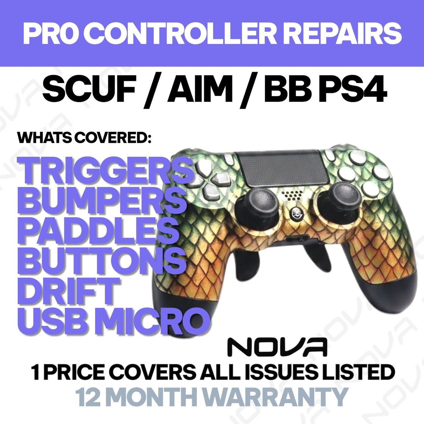 𝗣𝗦𝟰 𝗦𝗖𝗨𝗙 / 𝗔𝗜𝗠 / 𝗕𝗔𝗧𝗧𝗟𝗘 𝗕𝗘𝗔𝗩𝗘𝗥 CONTROLLER REPAIR - 1 PRICE FIXES ALL LISTED ISSUES - PRO CONTROLLER REPAIRS
