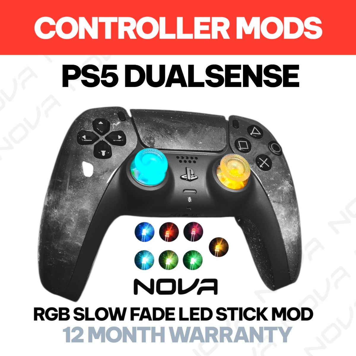 𝗣𝗦𝟱 𝗗𝗨𝗔𝗟𝗦𝗘𝗡𝗦𝗘 RGB LED SLOW FADE THUMB STICKS - CONTROLLER MODIFICATIONS