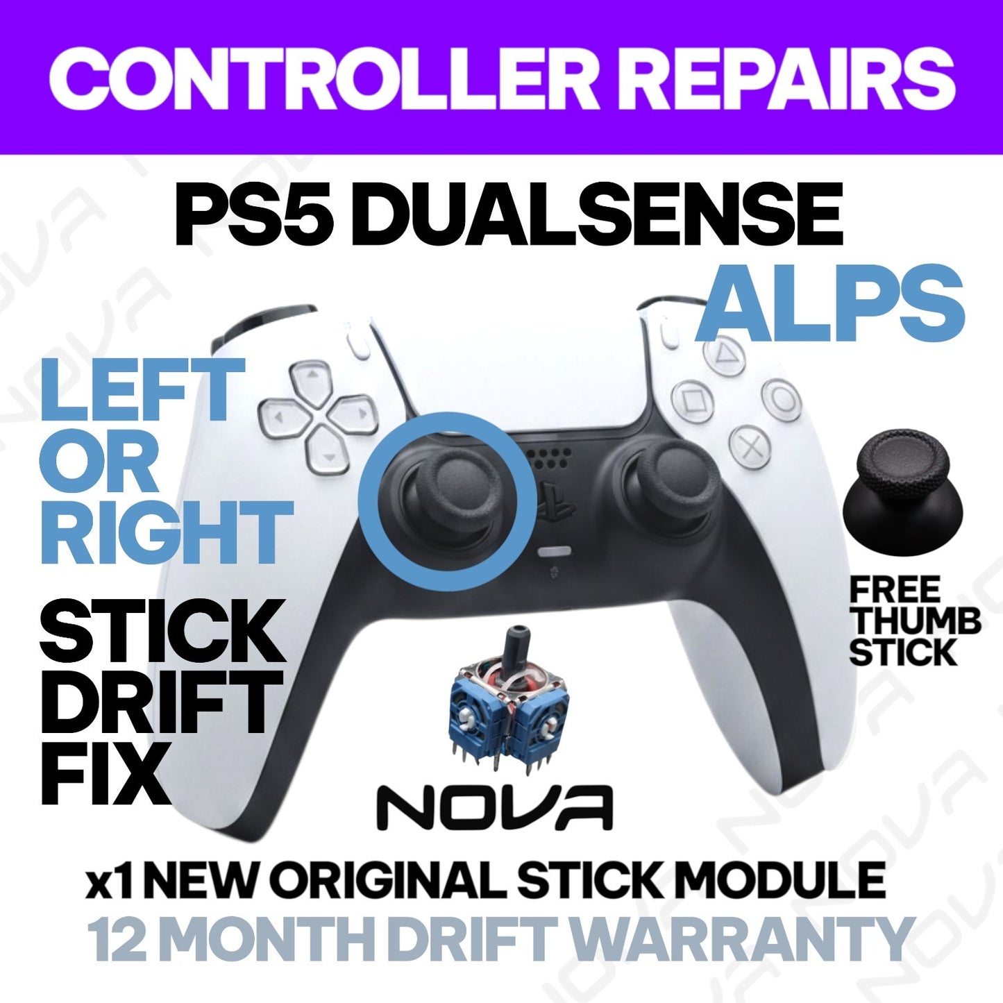 PS5 DUALSENSE STICK DRIFT FIX (X1 NEW ORIGINAL STICK) - CONTROLLER REPAIRS