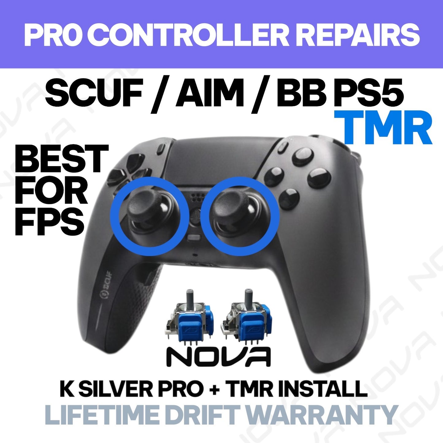 𝗣𝗦𝟱 𝗦𝗖𝗨𝗙 / 𝗔𝗜𝗠 / 𝗕𝗔𝗧𝗧𝗟𝗘 𝗕𝗘𝗔𝗩𝗘𝗥 TMR INSTALL K SILVER PRO PLUS - PRO CONTROLLER REPAIRS