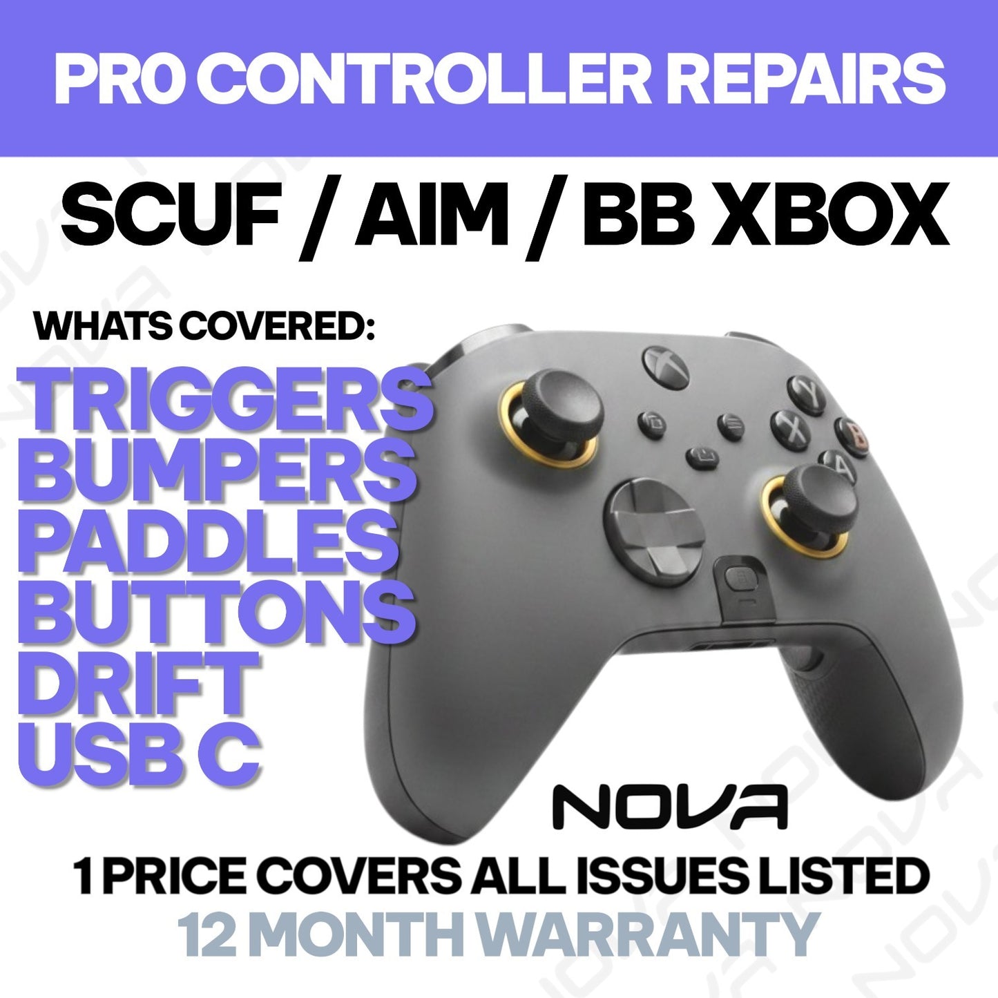 𝗫𝗕𝗢𝗫 𝗦𝗖𝗨𝗙 / 𝗔𝗜𝗠 / 𝗕𝗔𝗧𝗧𝗟𝗘 𝗕𝗘𝗔𝗩𝗘𝗥 CONTROLLER REPAIR - 1 PRICE FIXES ALL LISTED ISSUES - PRO CONTROLLER REPAIRS